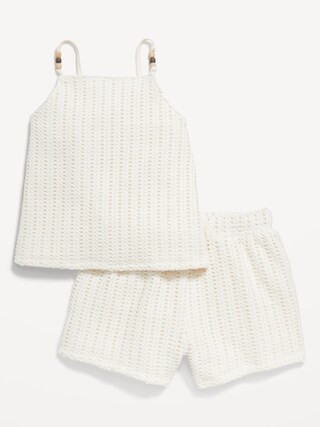 Crochet-Knit Beaded Tank Top and Shorts Set for Toddler Girls | Old Navy (US)