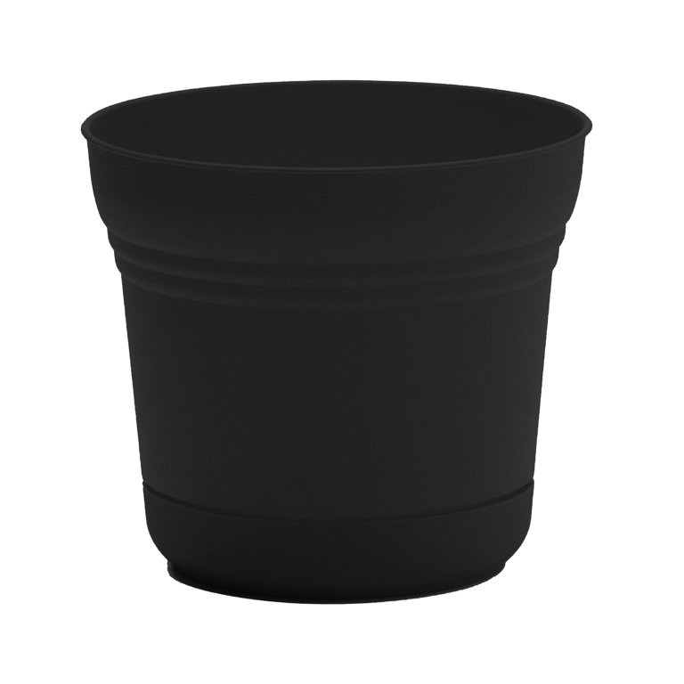 Bloem Saturn 12" Black Round Resin Planter Pot with Snap-in Saucer for Indoor and Outdoor Gardeni... | Walmart (US)