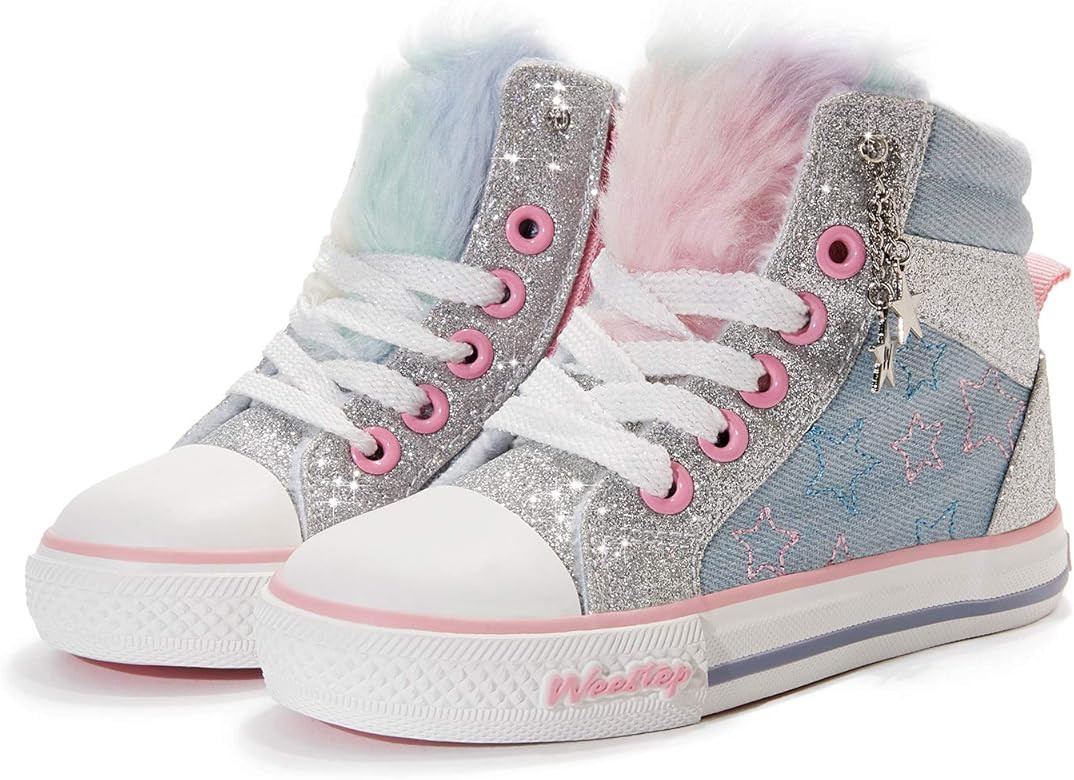 Weestep Girls Toddler/Little Kid Glitter Unicorn Bow Sneaker Shoe | Amazon (US)