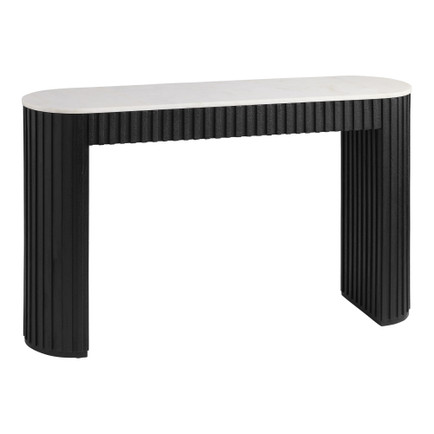 Corey Onyx Wood Marble Top Fluted Console Table Best Sculptural Console Tables