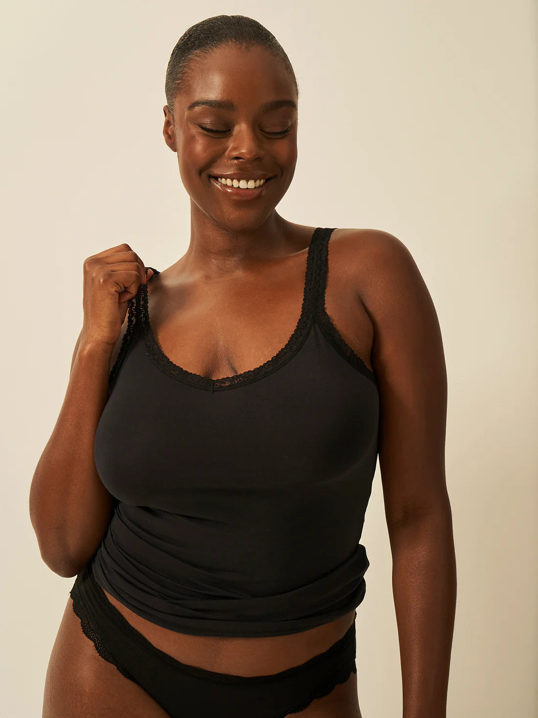 Lace Cami - Black | Sustainable Tencel Vest Top | Stripe and Stare