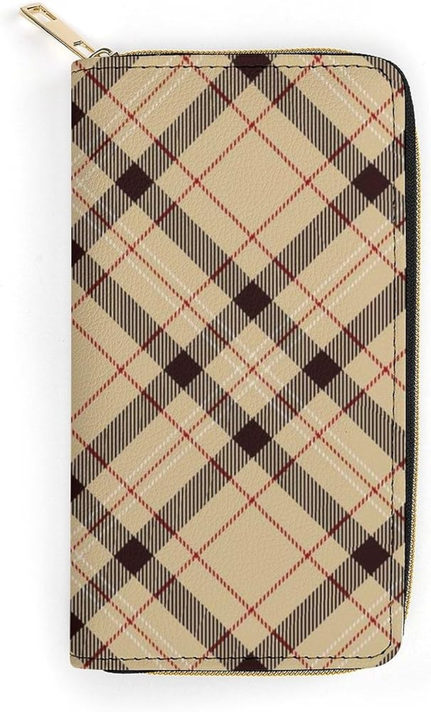 Fashion Decor Wallet, Long PU Zipper Wallet, Travel Purse Fashion Design, Huge Storage Capacity Wallet Compatible with Black Red Beige And White Plaid Tartan Flannel | Amazon (US)