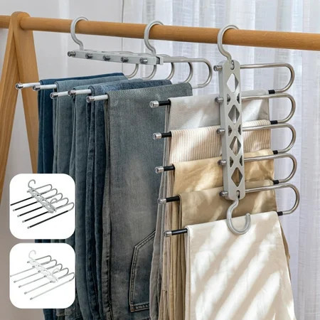 Evjurcn Non-Slip Plastic Pants Clothes Hangers, White Black | Walmart (US)