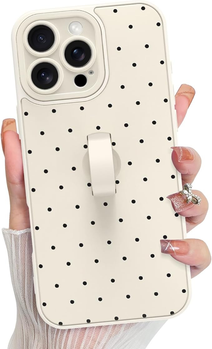 KANGHAR Compatible with iPhone 16 Pro Max, Silicone Spot Cute Pattern, Wristband Kickstand Camera... | Amazon (US)