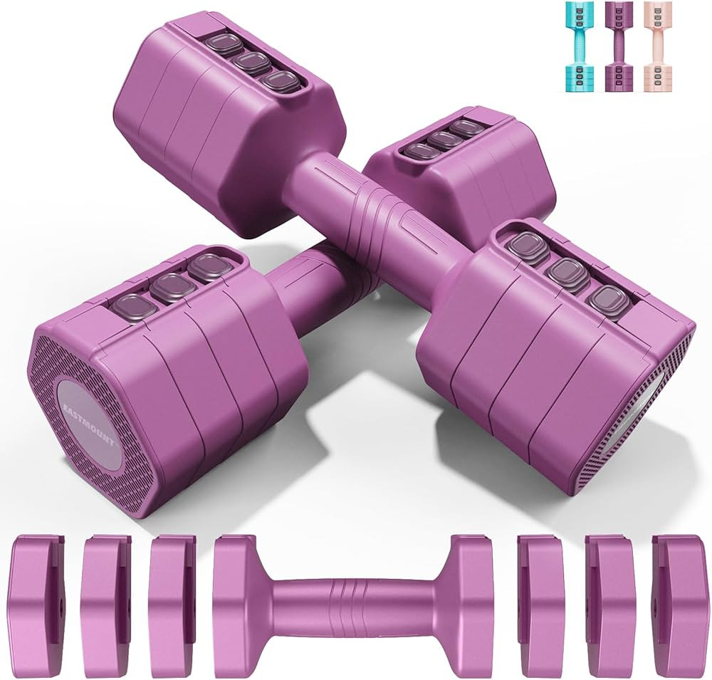 EAST MOUNT Adjustable Dumbbell Set of 2,Hand Weights Sets for Women, 4 Kinds of Weight Adjustment... | Amazon (US)
