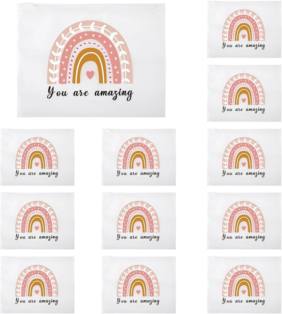 Wesiti 50 Pcs Rainbow Cosmetic Bag Inspirational Gifts Motivational Quotes Makeup Bag Bulk Waterp... | Amazon (US)