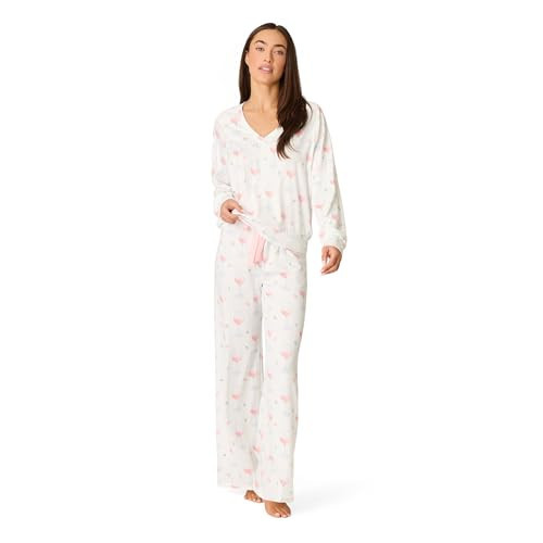 P.J. Salvage Women's [Amazon Exclusive] Cloud Jersey Open-Bottom Pajama 2-Piece Pj Set, Cloud Wine, Medium | Amazon (US)