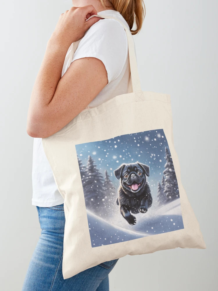 Snow Black Pug Tote Bag | Redbubble (US)