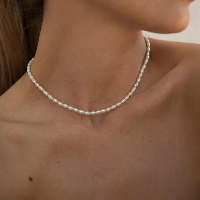 Freshwater Pearl Choker Necklace  Small Natural Pearl - Etsy UK | Etsy (UK)