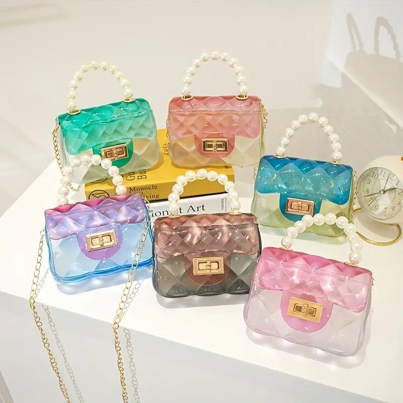 Cute Argyle Chain Cross Body Bag, Little Girls Candy Color Transparent Mini Chain Purse, Faux Pea... | Temu Affiliate Program
