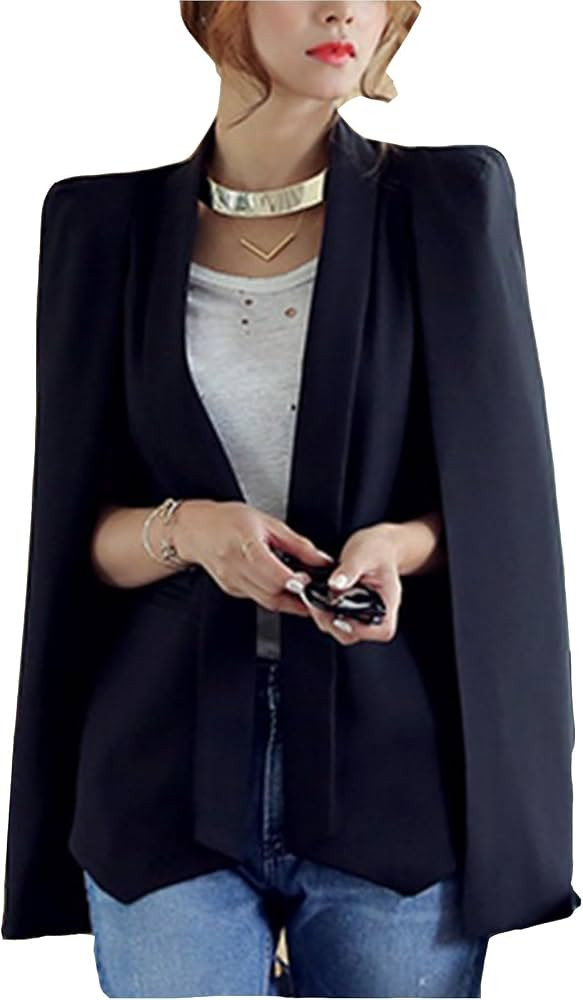 Womens Cape Blazer, Elegant Formal Cape Coat, Split Sleeve Open Front Casual Jacket Coat Workwear... | Amazon (US)