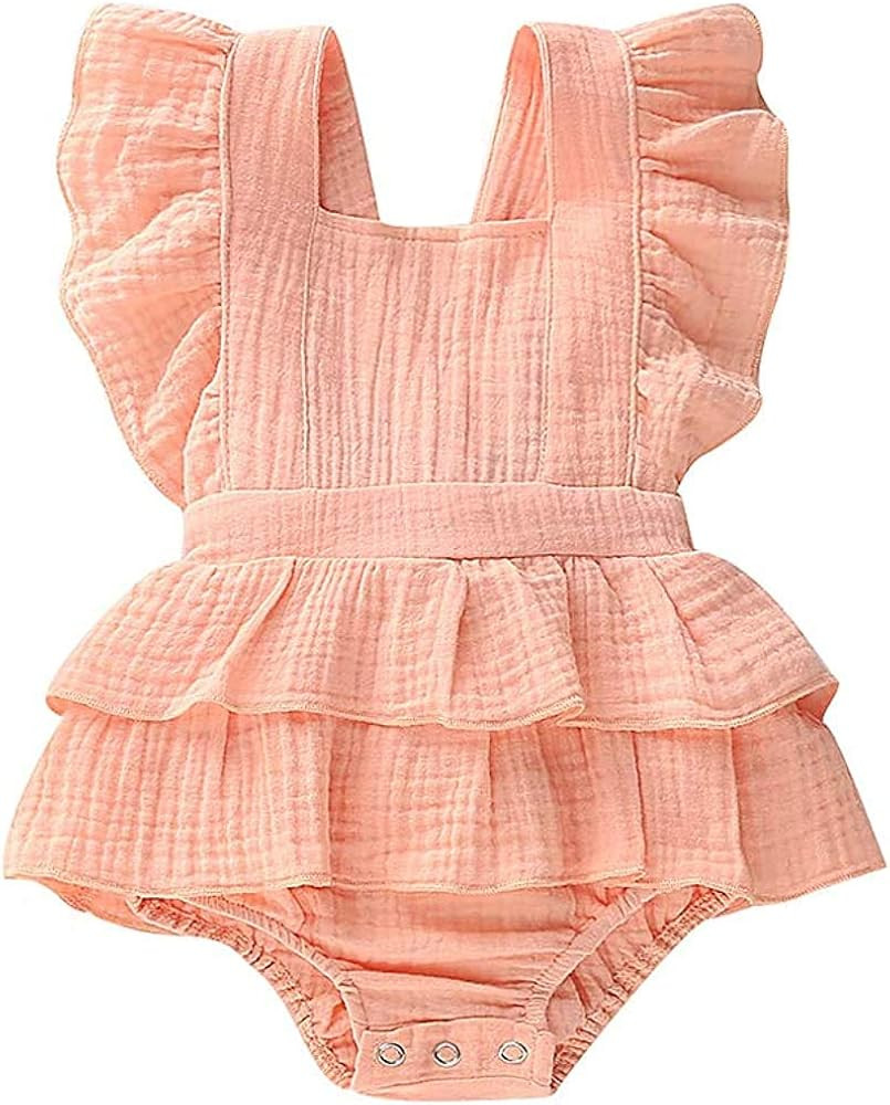 Newborn Baby Girl Romper Bodysuit Ruffle One Piece Jumpsuits Baby Summer Outfits Clothes | Amazon (US)