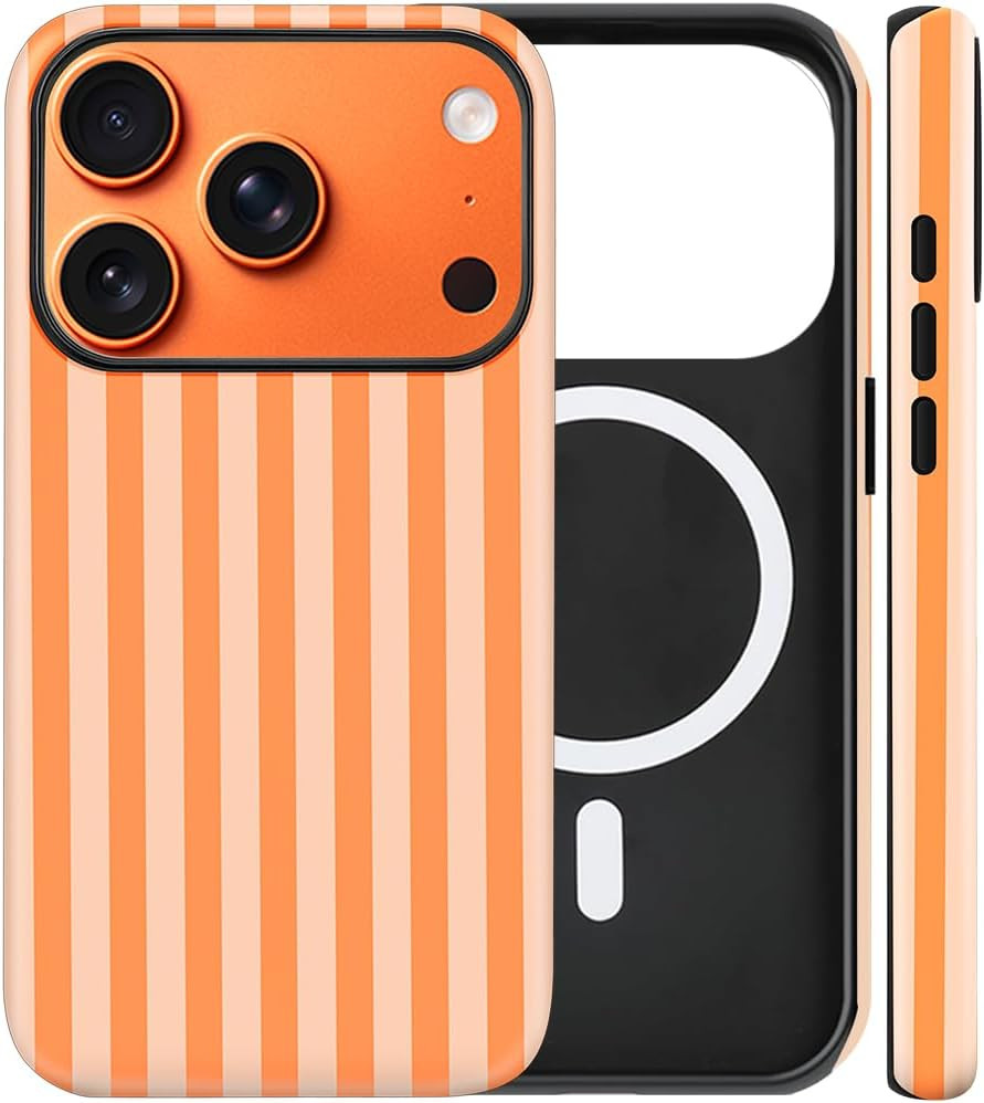 Magnetic for iPhone 17 Pro Max Case Cute Stripes Phone Case, Shockproof Slim TPU and Hard PC Prot... | Amazon (US)