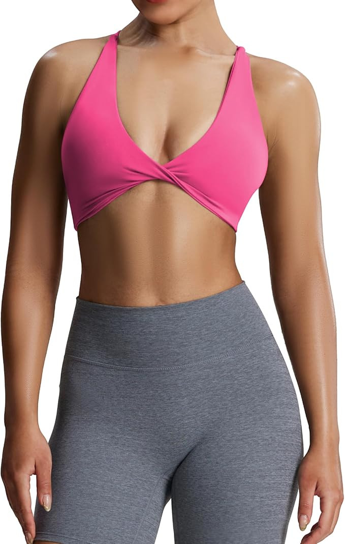 Aoxjox Women's Workout Sports Bras Fitness Sienna Low Impact Bra Yoga Crop Tank | Amazon (US)