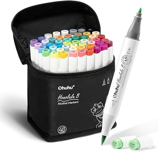 Ohuhu Alcohol Markers Brush Tip -Double Tipped Art Marker Set for Artist Adults Coloring Illustra... | Amazon (US)