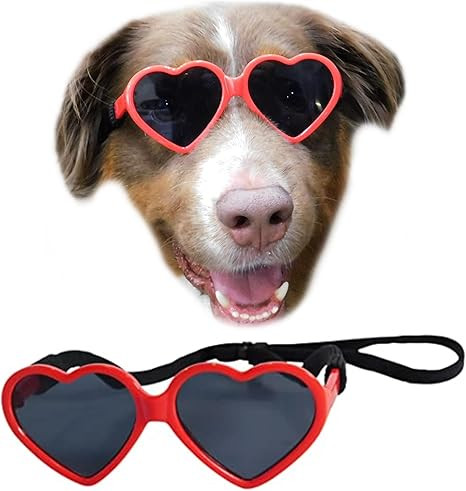 Style Vault G012 Dog Pet Heart Shape Costume Prop Sunglasses Medium Breeds 20lb-40lbs (Red) | Amazon (US)