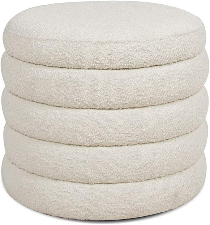 Jennifer Taylor Home Fuji 22" Upholstered Boucle Round Storage Ottoman | Amazon (US)