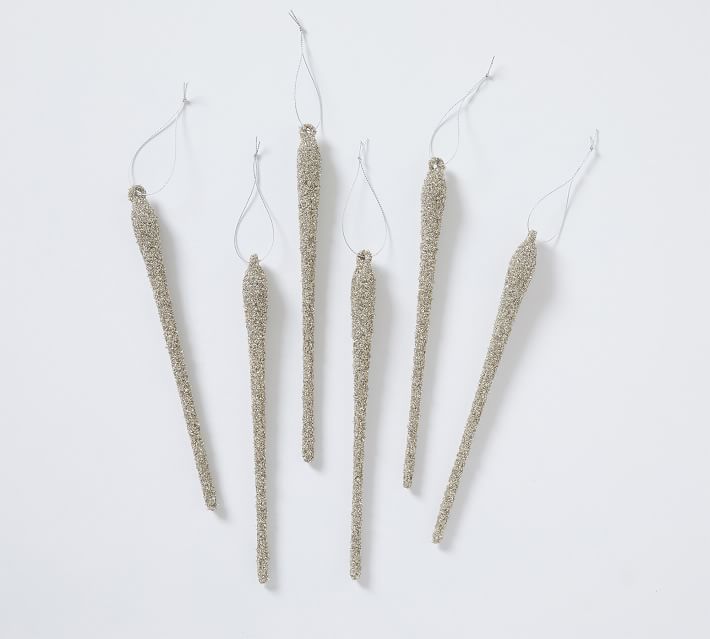 German Glass Glitter Icicle Ornament - Set of 6 | Pottery Barn (US)