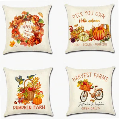 Autumn Harvest Pillow Set - 4Pack Fall Decor Cushion Covers for Thanksgiving Home Sofa, Throw Pillow Case in Decorative Style3 | Wayfair North America