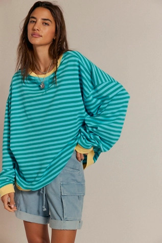 Classic Striped Oversized Crewneck | Free People (Global - UK&FR Excluded)