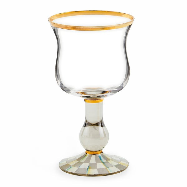 MacKenzie-Childs Sterling Check Wine Glass | MacKenzie-Childs
