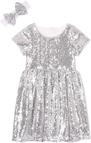 Cilucu Flower Girl Dress Baby Toddlers Sequin Dress Kids Party Dress Bridesmaid Wedding Gown | Amazon (US)