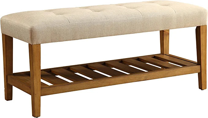 ACME Furniture Charla Bench, Beige & Oak, One Size | Amazon (US)