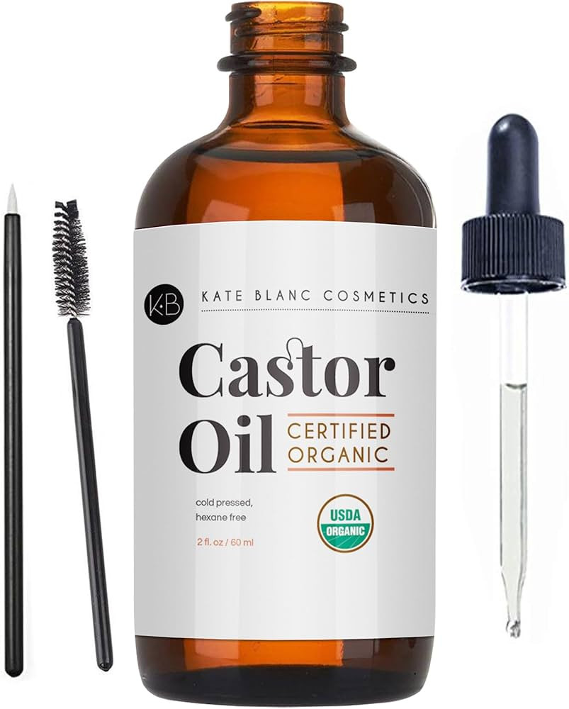 Kate Blanc Cosmetics Castor Oil Organic (2oz), 100% Pure, Cold Pressed, Hexane Free. Stimulate Gr... | Amazon (US)