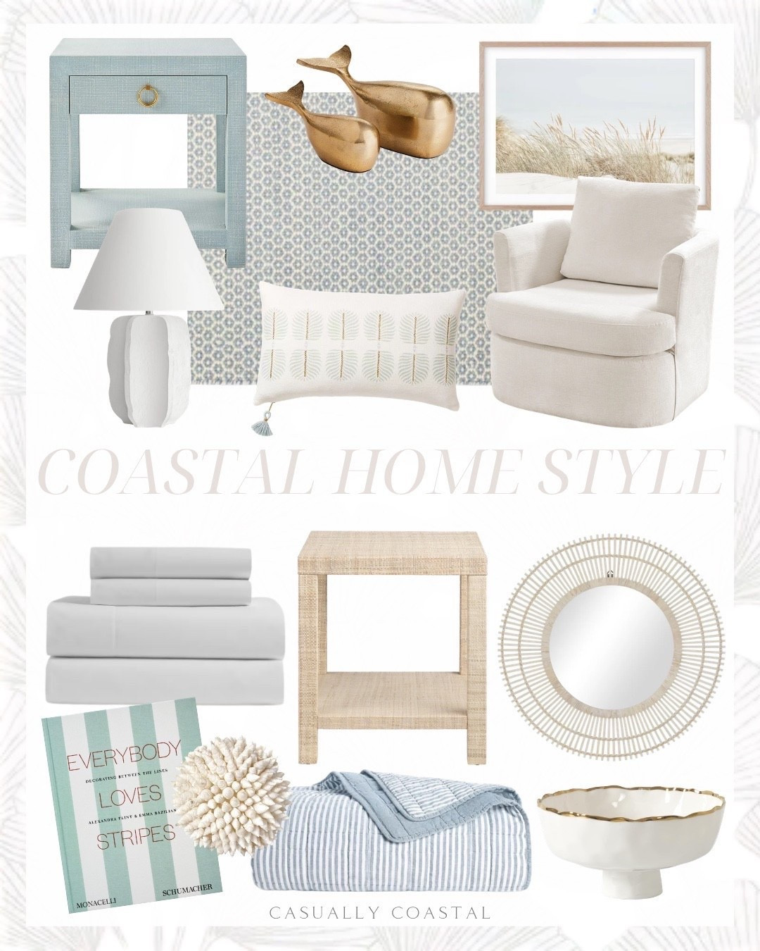 Coastal Home Style! 

Coastal home decor, coastal style, coastal side table, coastal wall decor, coastal lamp, coastal rug, coastal a mirror, coastal bedding, coastal pillow, wayfair rug, blue/ivory rug, handwoven wool rug, coastal nightstand, ceramic table lamp, lychee animals figurines & sculptures, Serena & lily pillow cover, Etsy wall art, Etsy artwork, coastal dunes photography print, upholstered swivel barrel chair, beige chair, quince sheets, quince bedding, classic organic percale sheet set, washed European linen quilt, striped quilt, coastal bedding, white seashell spheres, decor book, raffia square end table, round bamboo starburst wall mirror, small footed bowl, striped cotton duvet cover

#LTKHome