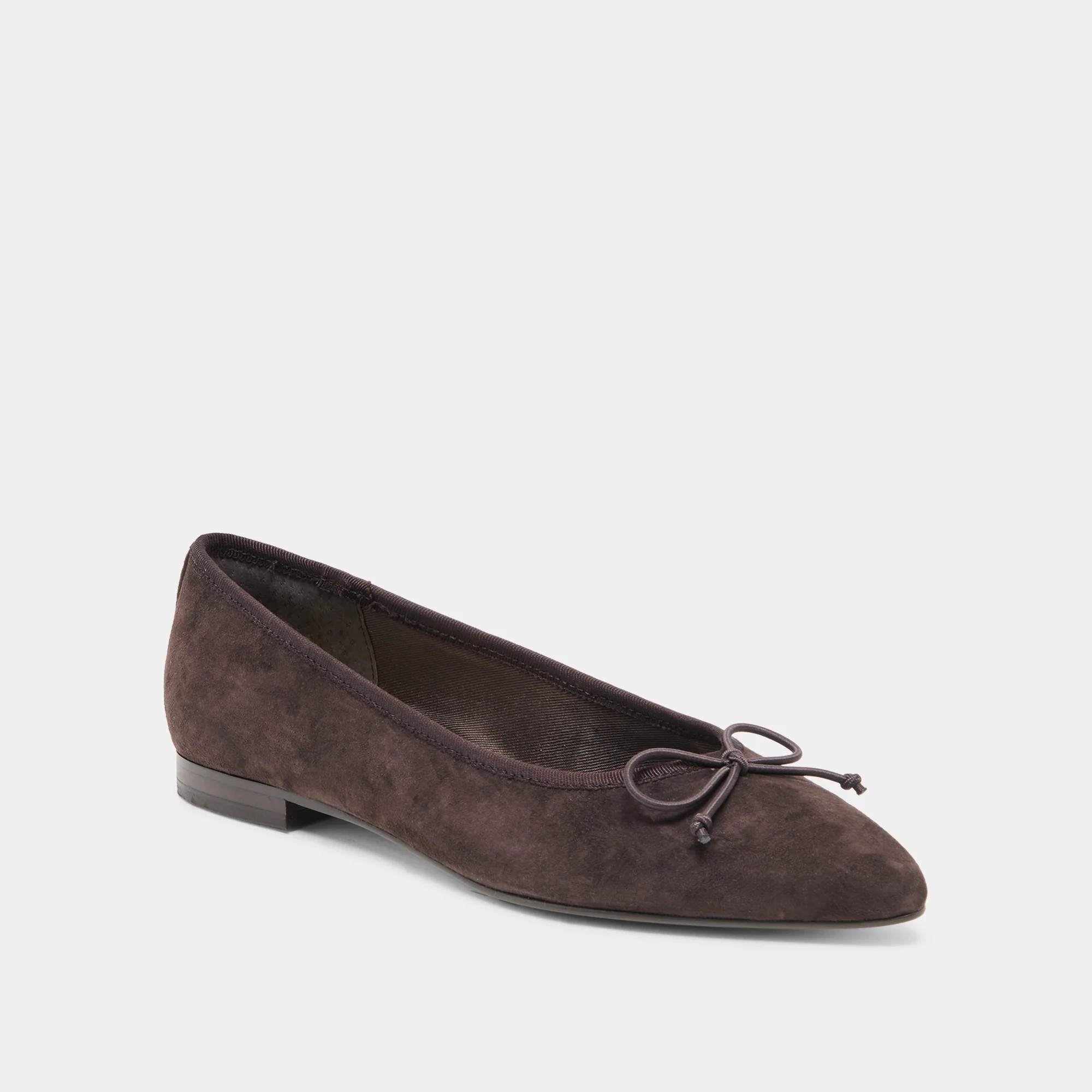 CELIO Walnut Suede Pointed Closed-Toe Ballet Flats | Dolce Vita | DolceVita.com