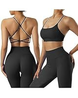 SUUKSESS Women Seamless Workout Sets Strappy Sports Bra High Waist Booty Shorts Outfits | Amazon (US)
