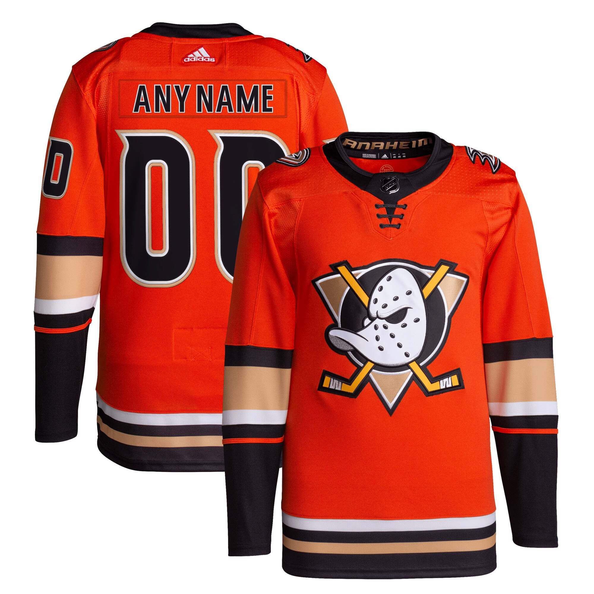 Men's Anaheim Ducks  adidas Orange Alternate  Primegreen Authentic Custom Jersey | NHL Shop