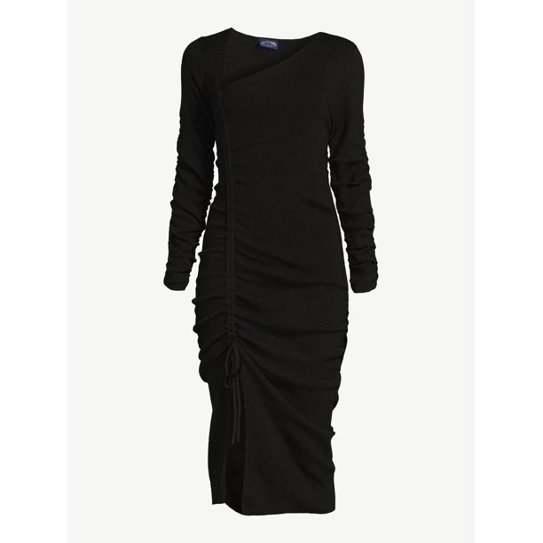 Scoop Women's Midi Sweater Dress with Side Ruching - Walmart.com | Walmart (US)