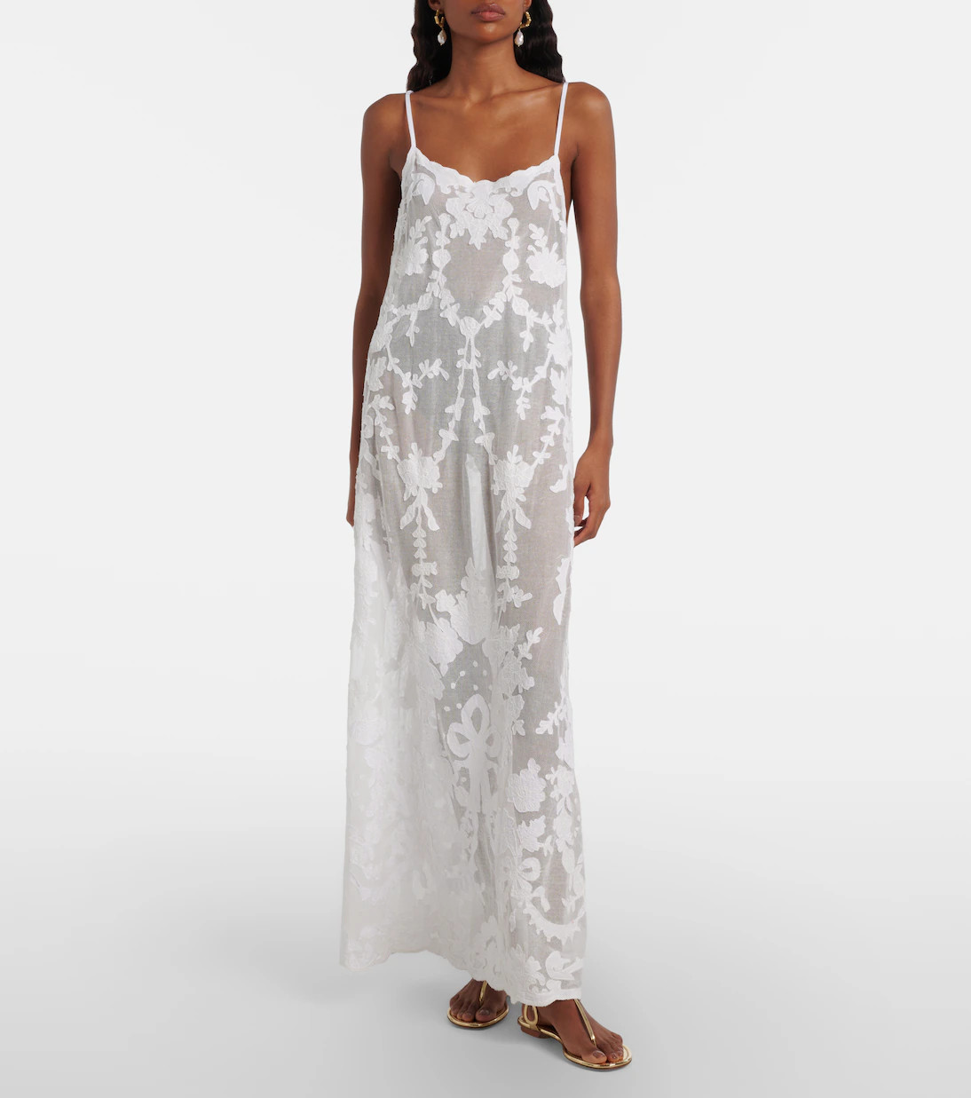 Embroidered semi-sheer cotton maxi dress | Mytheresa (US/CA)