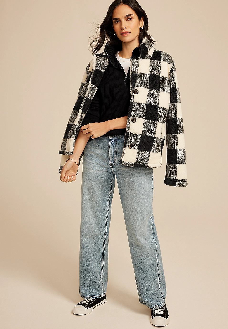 Cozy Ribbed Knit Quarter Zip Sweatshirt | Maurices