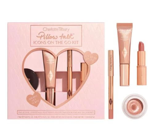 Charlotte Tilbury Limited Edition Pillow Talk Icons On The Go 4 Piece Makeup Kit - Mini Highlight, Mini Lip Liner, Lipstick, Full Size Eye Shadow | Amazon (US)