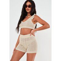 Cream Co Ord Crochet Crop Top | Missguided (US & CA)