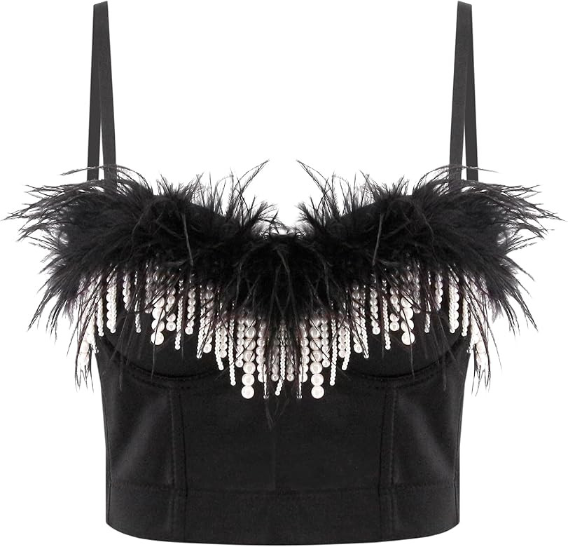 Erinaco Women's Rhinestone Diamond Tank Top Color Beaded Sling Tube Top Bustier Vest Crop Top Sexy C | Amazon (US)