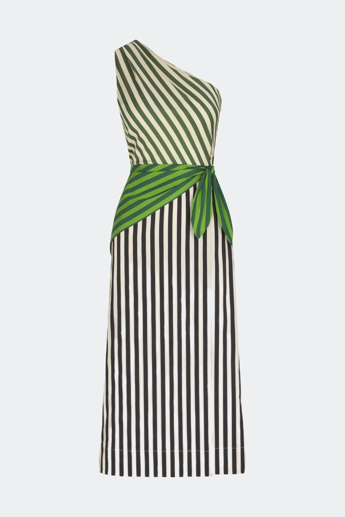 Belem Poplin Midi Dress in Green Multi Stripe Combo | SIMONMILLER | Simon Miller
