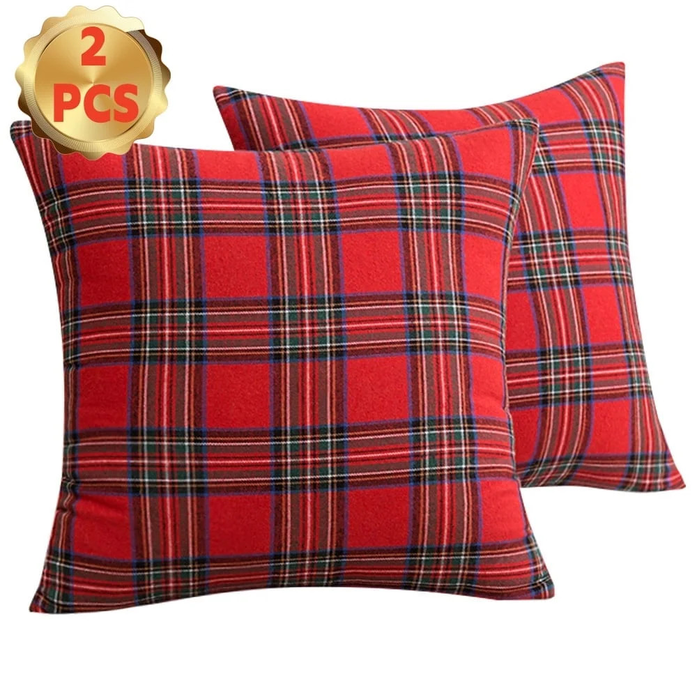 Christmas Pillow Covers 20x20, Red Tartan Checkered Plaid Decorative Cushion Cases for Christmas,... | Walmart (US)