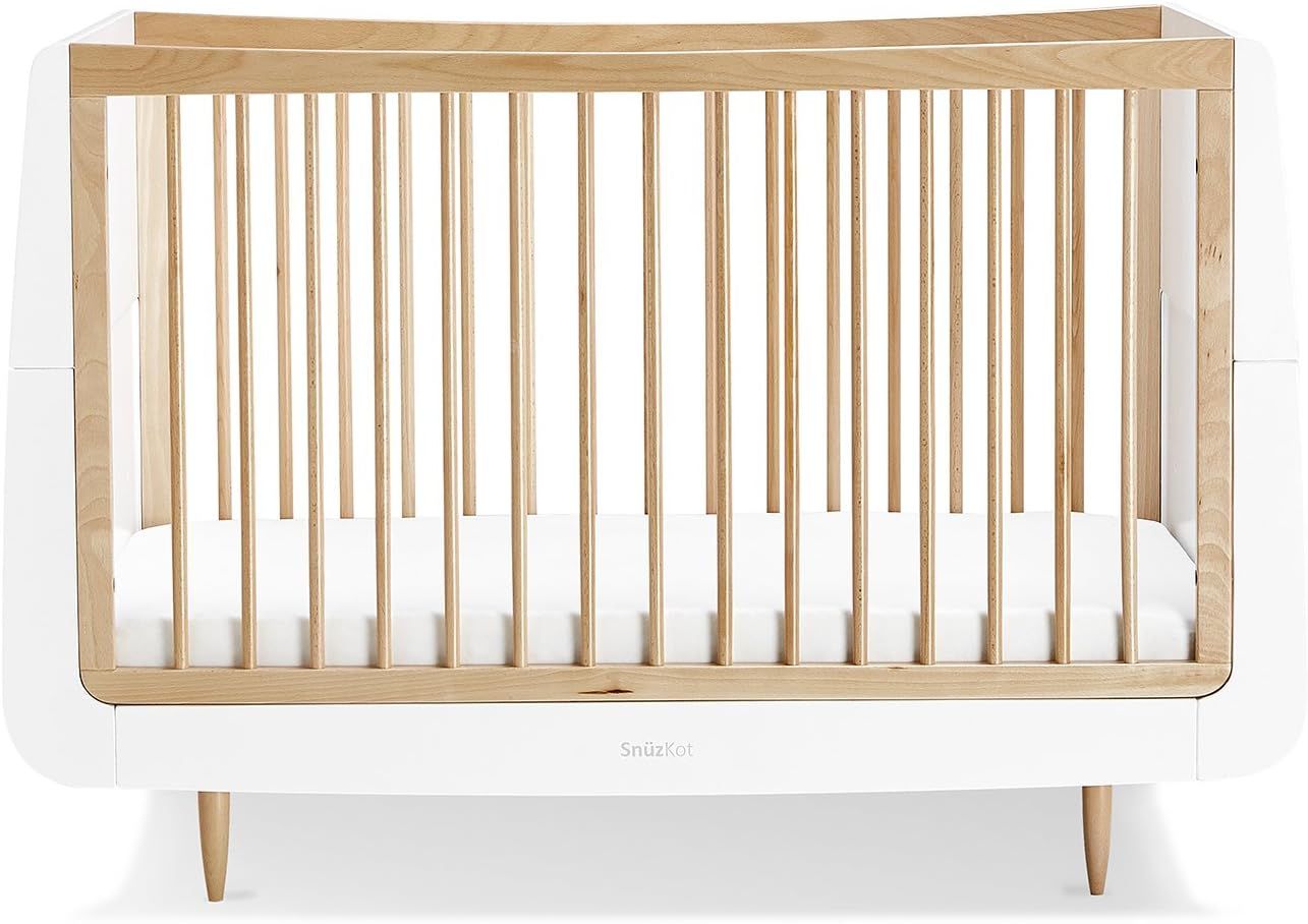 SnuzKot Skandi Convertible Nursery Cot Bed - White / Natural | Amazon (UK)