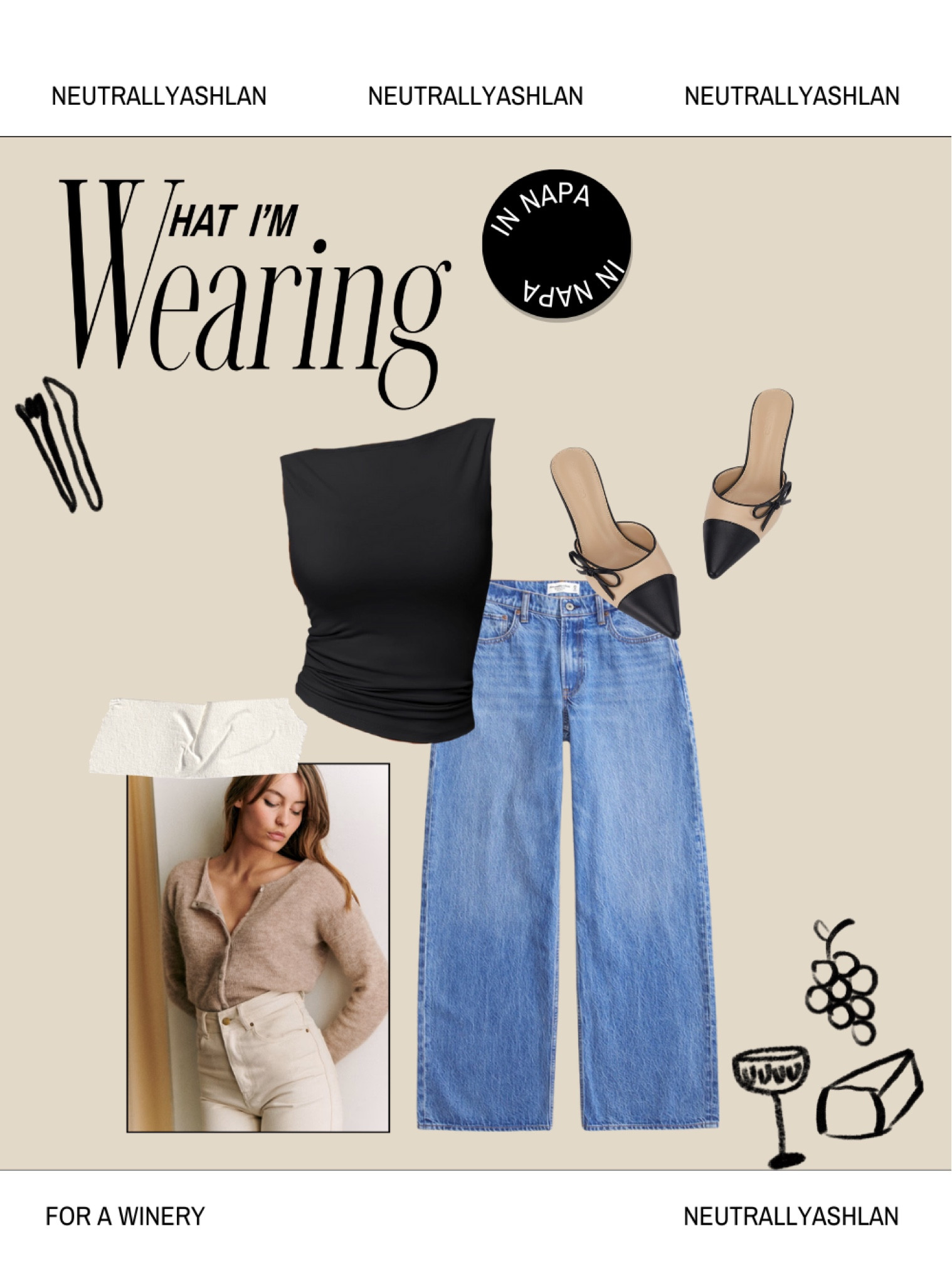 What I’m wearing | for a winery 🤎🍇🖤

#wineryoutfit #amazon #sezane #abercrombie #vacationoutfit 

#LTKStyleTip #LTKFindsUnder100 #LTKFindsUnder50