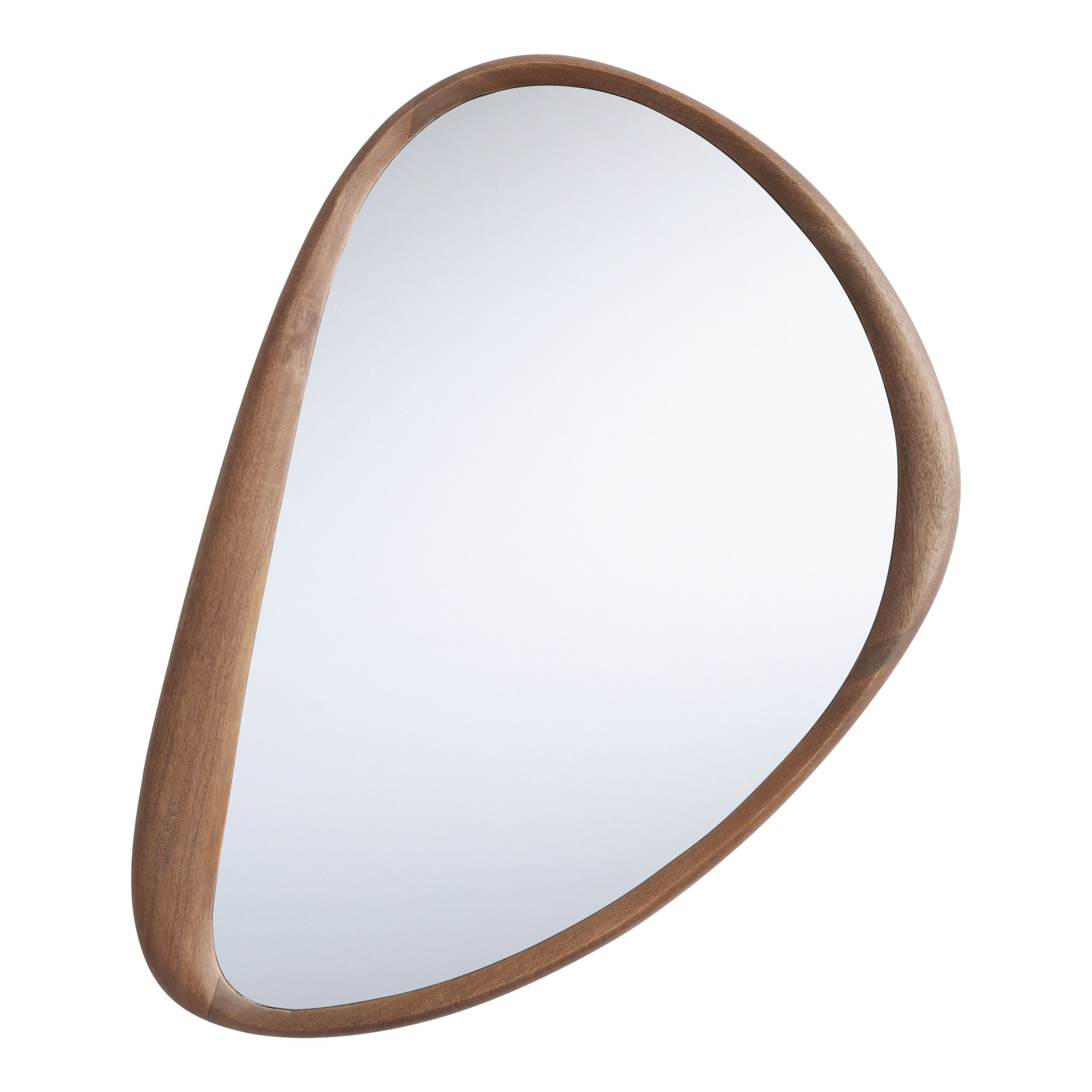 Walnut Brown Wood Organic Pebble Wall Mirror | World Market