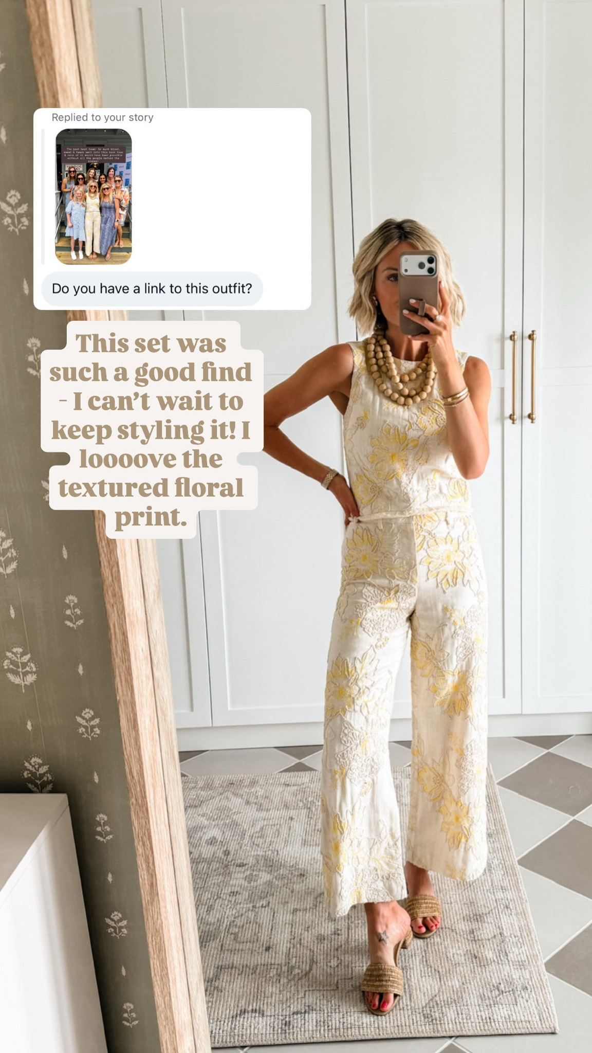 I wore this set this week for the book tour stop in Seaside! It’s such a cute matching set! There is also a matching skirt if you would prefer that over the pants! Wearing size 2 in both!

Loverly Grey, Dillards, spring outfit, summer outfit, matching set 

#LTKSeasonal