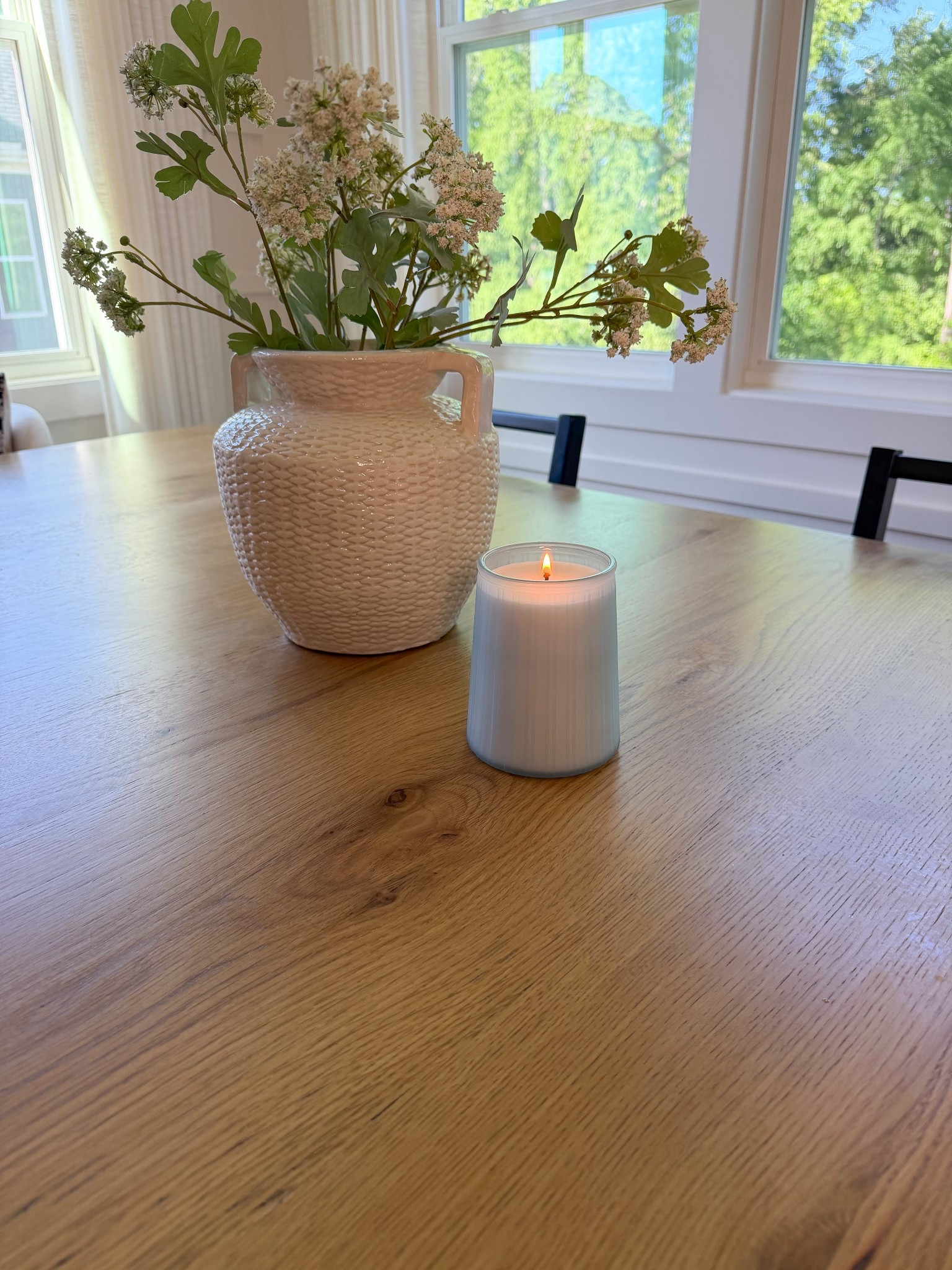 Spring table centerpiece, summer table centerpiece, spring table setting, candle, blue home decor, modern coastal, candle, vase, florals, simple table decor 

#LTKmomlife #LTKHome