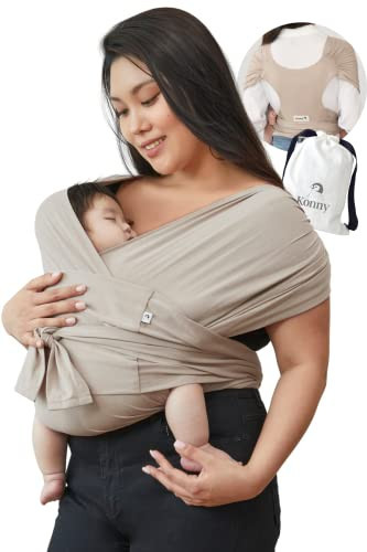 Konny Original Baby Carrier SoftBreeze Luxury Carrier Wrap, Easy to Wear Baby Wrap Carrier, Perfect Essentials Cloths for Newborn Babies up to 44 lbs, (Beige, 3XL) | Amazon (US)