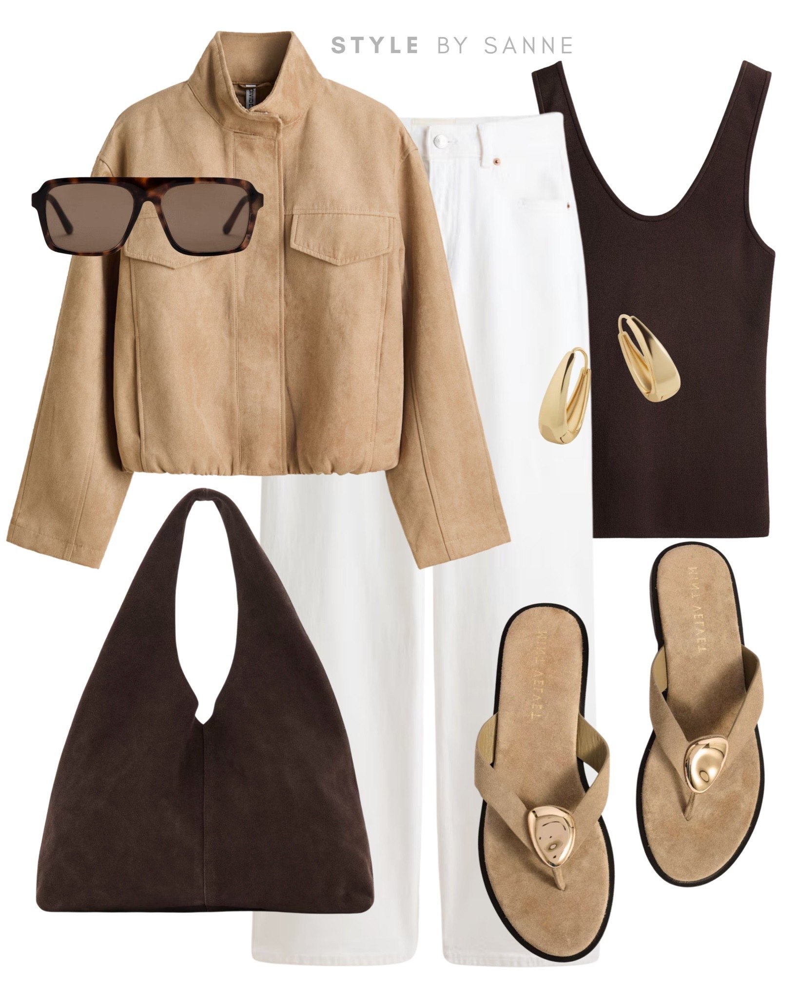 A soft camel jacket paired with crisp white denim creates a timeless neutral palette. The chocolate brown tank and matching bag add depth, while gold accents and elegant sandals bring a polished finish.🤎

#LTKworkwear #LTKsummer #LTKstyletip