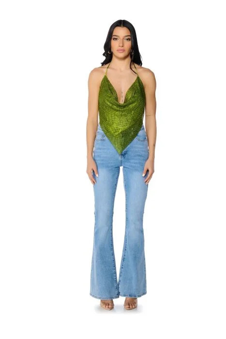 MIAMI ON THE LINE CHAINMAIL TOP IN GREEN | AKIRA