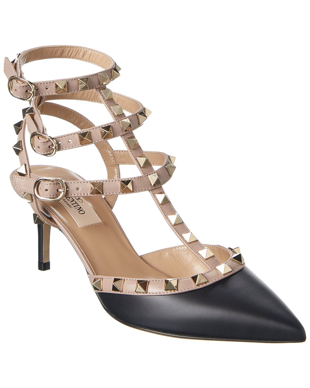 Rockstud Caged 65 Leather Ankle Strap Pump | Rue La La