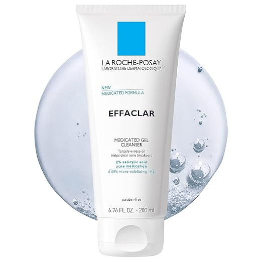 La Roche-Posay Effaclar Medicated Gel Cleanser, 2% Salicylic Acid Cleanser + LHA + Glycerin, Foam... | Amazon (US)